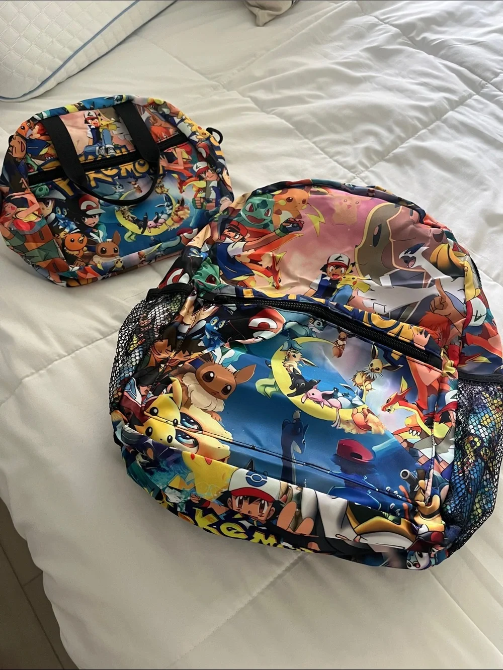 Kids Pokémon Multicolor Character Backpack Lunch Bag cooler Set NEW